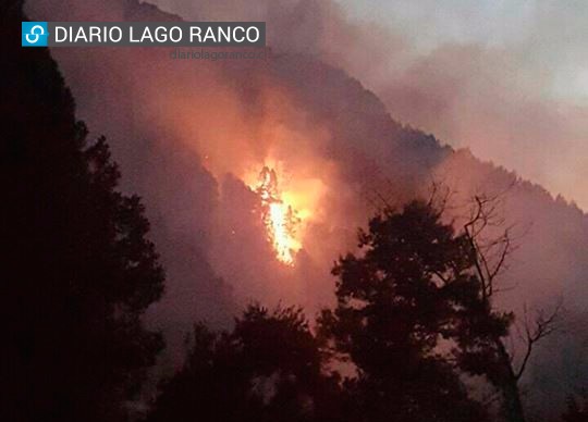 Incendio en Lago Ranco: Frenan avance del fuego en cerros cercanos a zonas pobladas