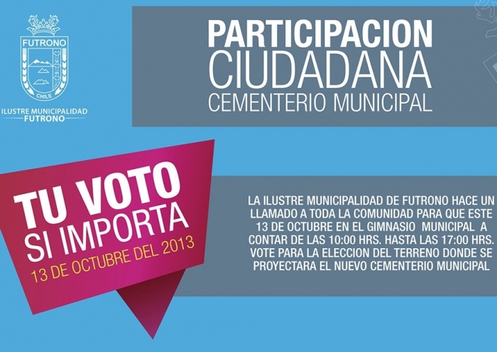 “Tu Voto Si Importa”, la Consulta Ciudadana que decide la ubicación del nuevo cementerio futronino
