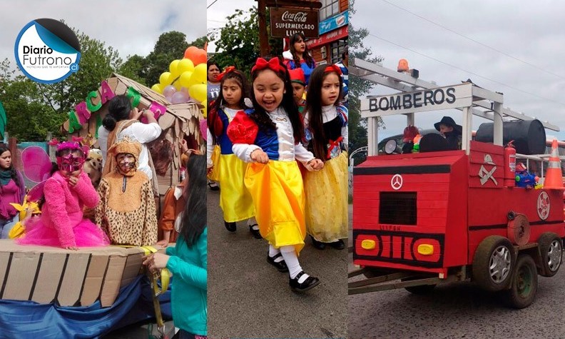 Carnaval de párvulos llenó de color el centro de Futrono