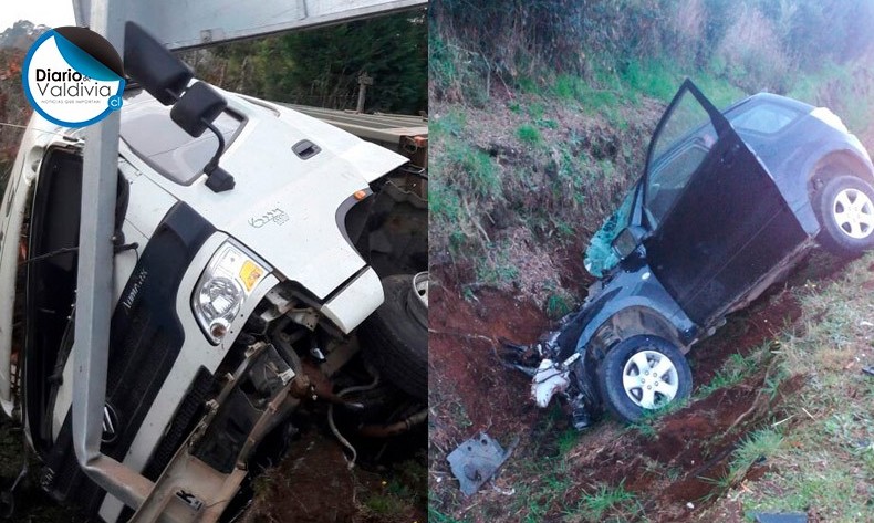Violenta colisión de camión y jeep dejó dos lesionados en la ruta Valdivia-Mariquina