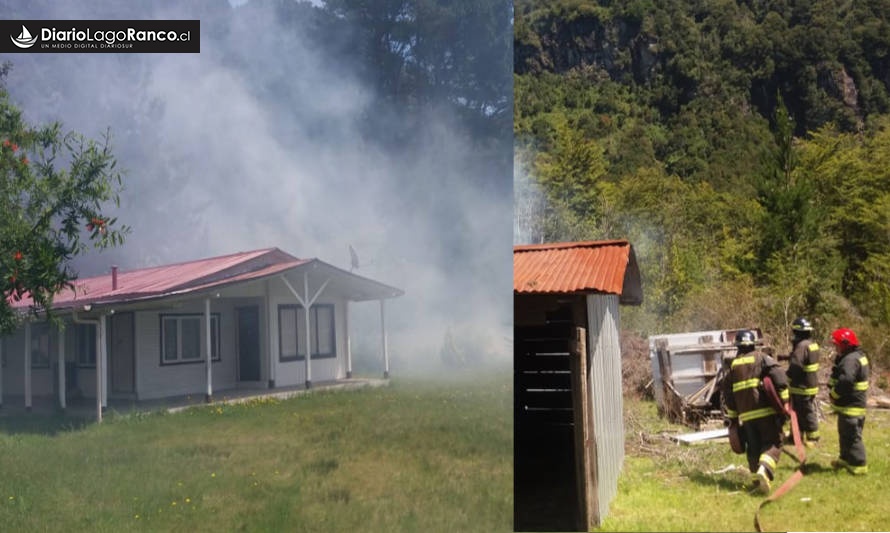 Rápida reacción de Carabineros y Bomberos salvó dos casas y una bodega en Riñinahue