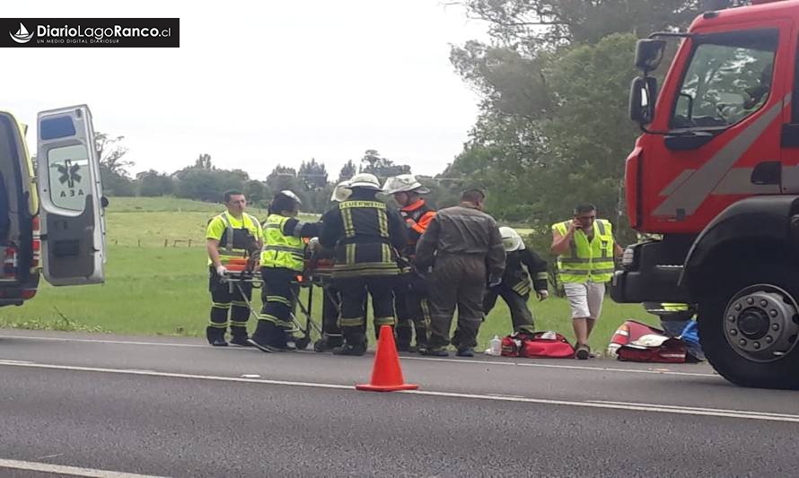 Conductor lesionado tras caer a una zanja en ruta Río Bueno-Lago Ranco
