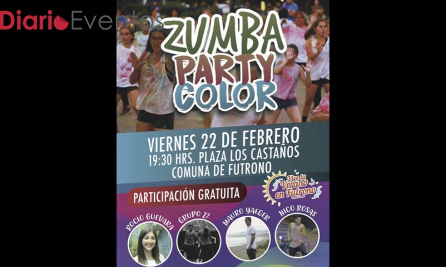 Invitan a entretenida Zumba Party Color en Futrono