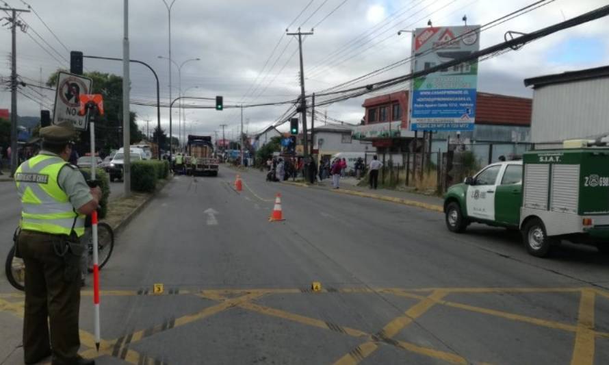 TRAGEDIA: Ciclista pierde la vida tras ser impactado por un camión en la avenida Picarte de Valdivia