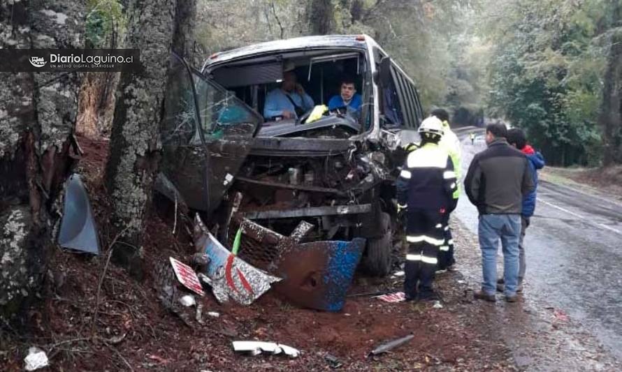 Un lesionado dejó accidente que involucró a minibús en ruta Los Lagos-Panguipulli