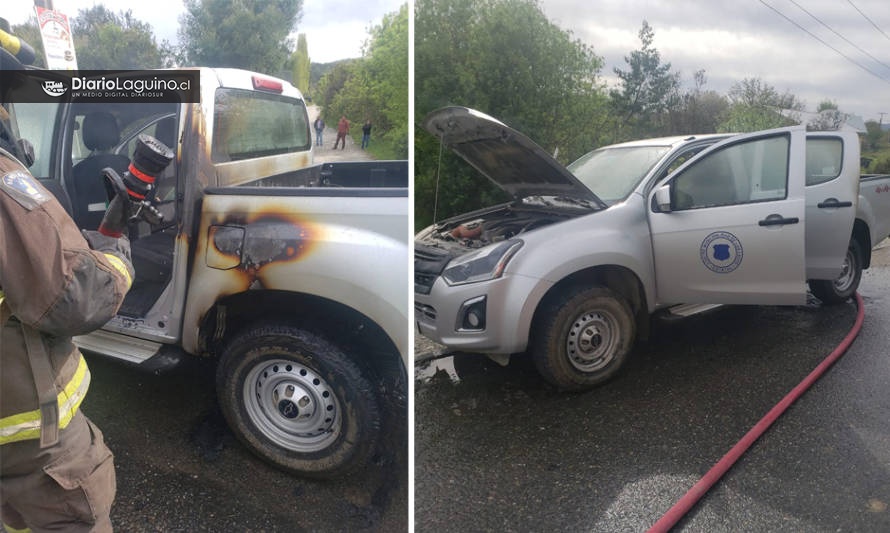 Vehículo de municipio laguino sufrió amago de incendio en ruta a Antilhue 