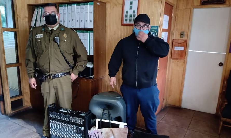 Carabineros recuperó especies robadas a escuela rural de Panguipulli