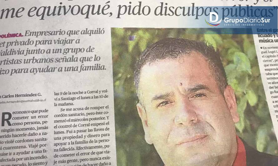 Empresario del jet privado contó su verdad al Diario Austral de Los Ríos