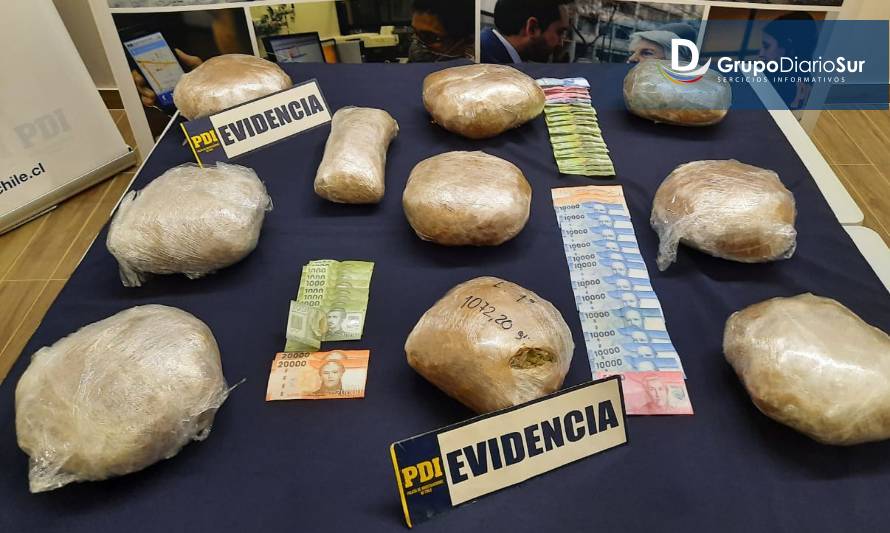 PDI desbarató banda de traficantes e incautó 10 kilos de droga en Valdivia