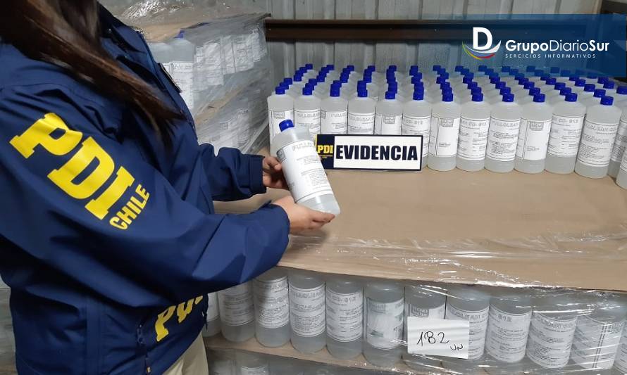PDI incauta más de 3 mil litros de alcohol gel en Valdivia y Osorno