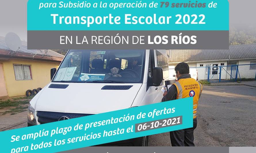 Los Ríos: este miércoles finaliza plazo para postular a Transporte Escolar Subsidiado 