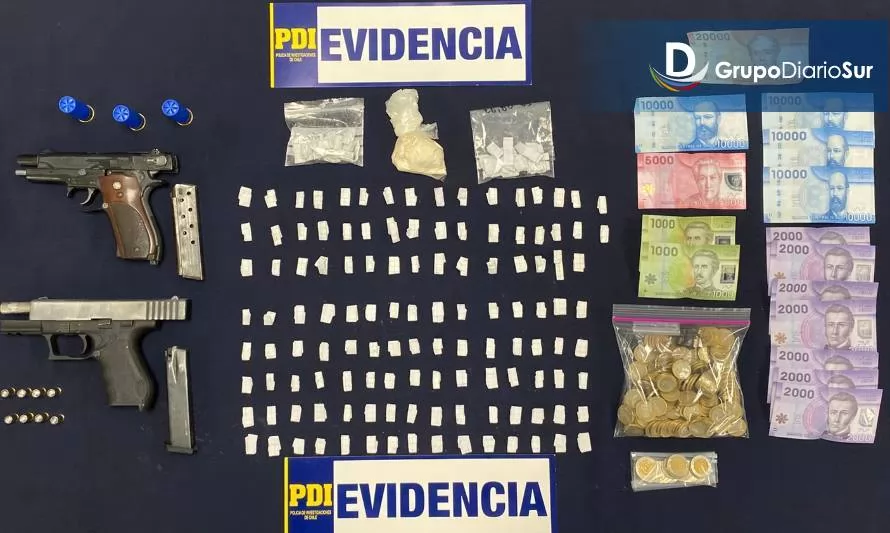 Incautan droga y armas en allanamiento en población Pablo Neruda de Valdivia