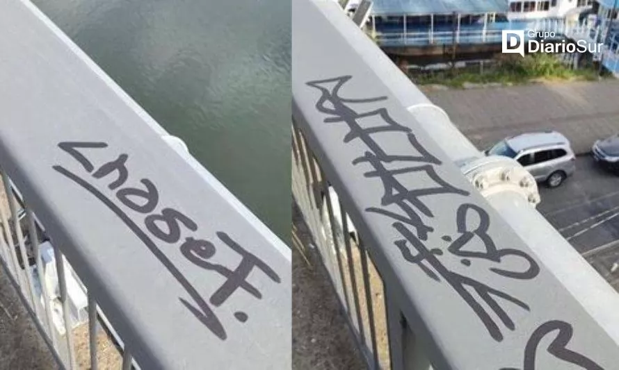 Puente recién pintado fue vandalizado en Valdivia 
