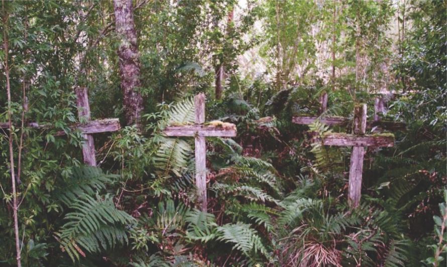 El cementerio de Bajo Pisagua, donde unas cien cruces son mudos testigos de lo que allí sucedió. (Imagen Folletos NLDA11)