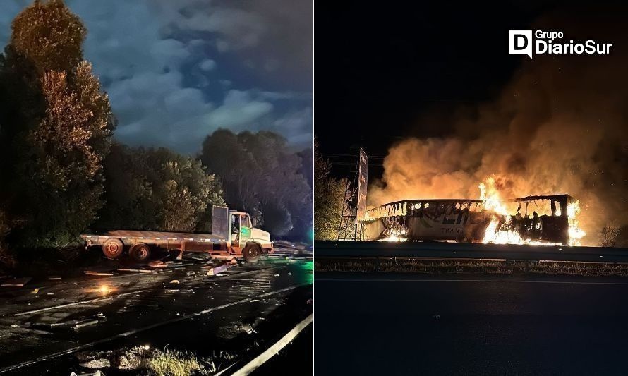 A la altura de Pichirropulli: camión se incendió tras colisión en plena Ruta 5 Sur 