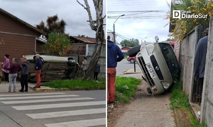 Paillaco: vehículo volcó contra pandereta de vivienda tras colisión 