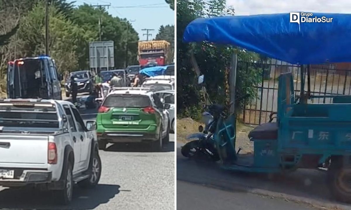 Colisión entre automóvil y triciclo de carga dejó un lesionado en Paillaco