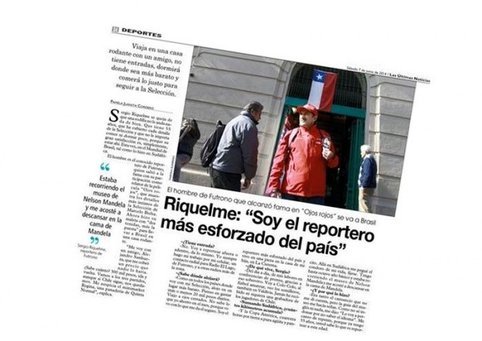Sergio Riquelme consolida su fama como el reportero más esforzado y de paso se transforma en el futronino más conocido en Chile