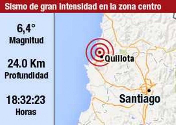 Fuerte sismo sacudió la zona central del país y fue percibido en cinco regiones